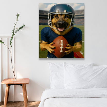 Custom Photo Footaball Dog Canvas Gift For Dog Lovers