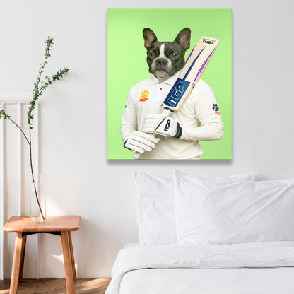Custom Photo Cricketer Dog Canvas Gift For Dog Lovers