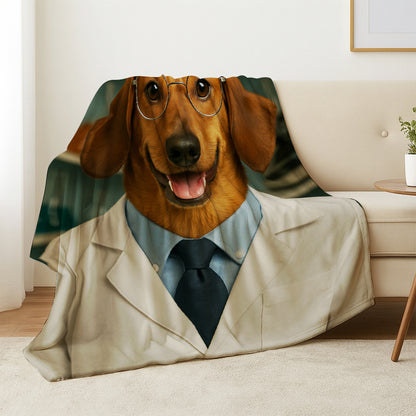 Custom Photo Scientist Dog BlanketGift For Dog Lovers