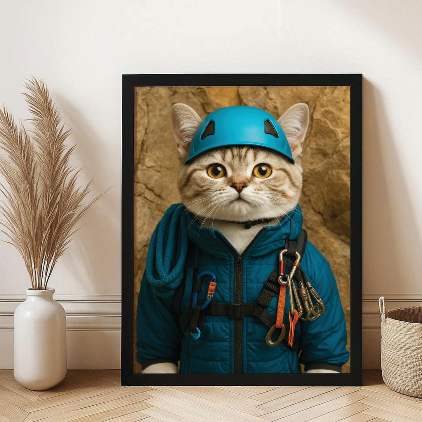 Custom Photo Climber Cat Canvas Framed Wall Art  Gift For Cat Lovers