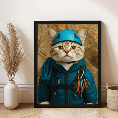 Custom Photo Climber Cat Canvas Framed Wall Art  Gift For Cat Lovers