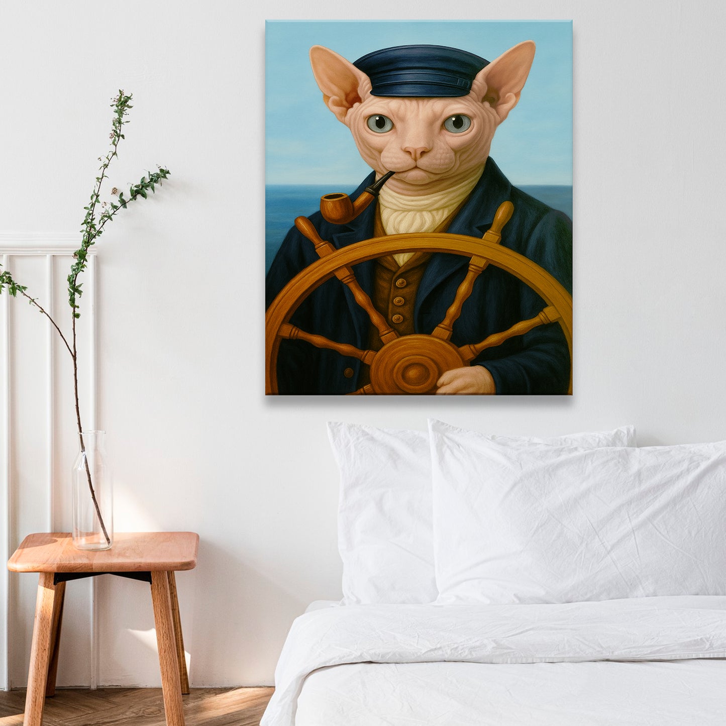 Custom Photo Sailor Cat Canvas Gift For Cat Lovers