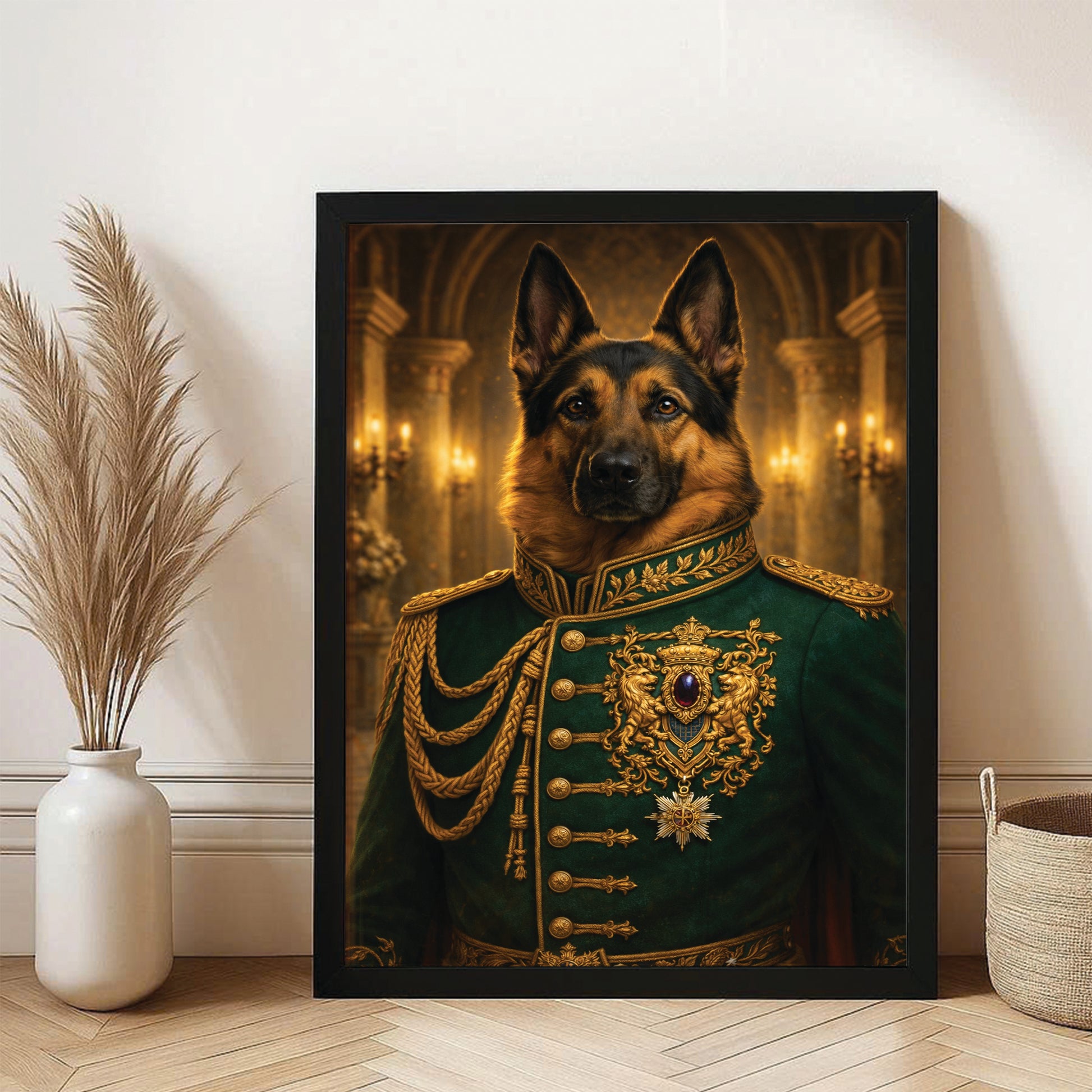 Custom Photo Dog Royal Style 11 Canvas Framed Wall Art Gift For Dog Lovers