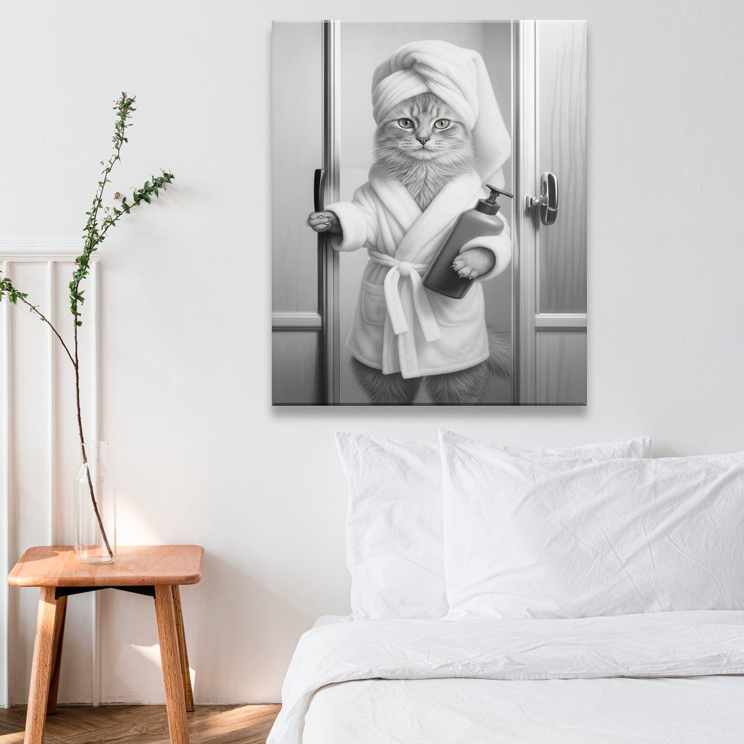 Custom Photo Cat Bathrobe Bathroom Canvas Gift For Cat Lovers