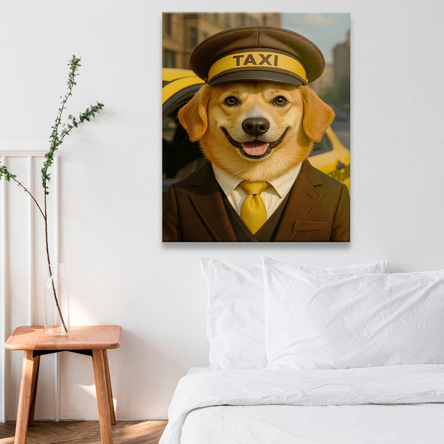 Custom Photo Taxi Driver Dog Canvas Gift For Dog Lovers