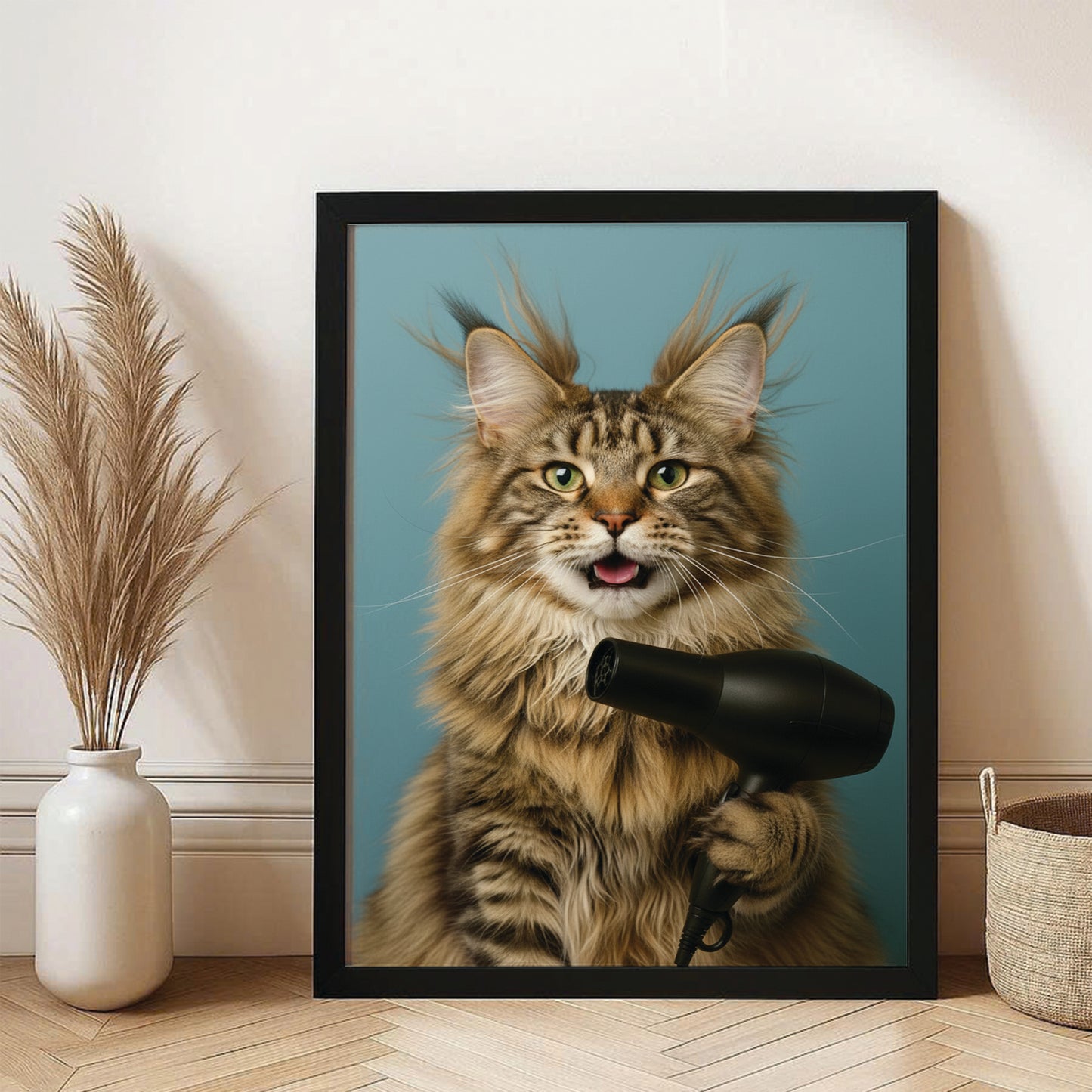 Custom Photo Cat Bathroom Style 35 Canvas Framed Wall Art Gift For Cat Lovers