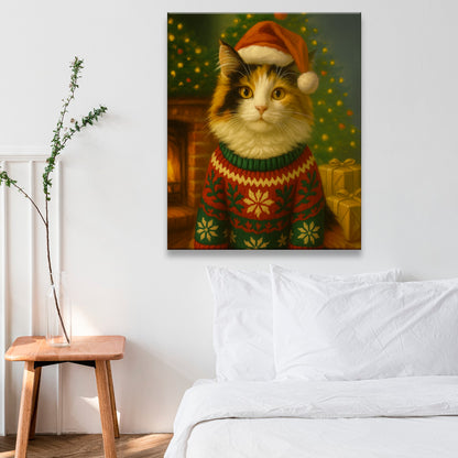 Custom Photo Cat Christmas Oufit Canvas