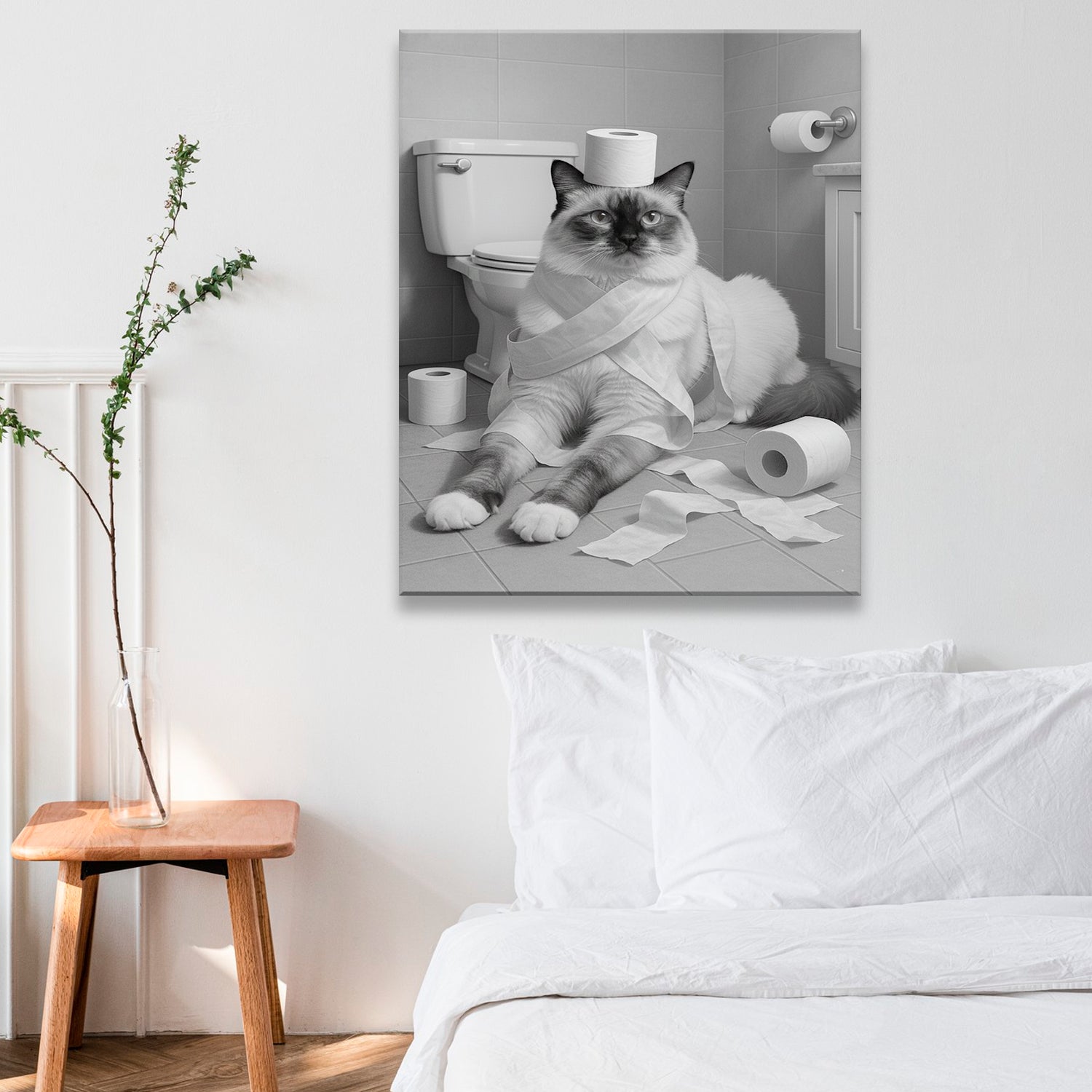 Custom Photo Cat Bathroom Style 16 Canvas Gift For Cat Lovers