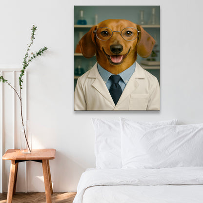 Custom Photo Scientist Dog Canvas Gift For Dog Lovers