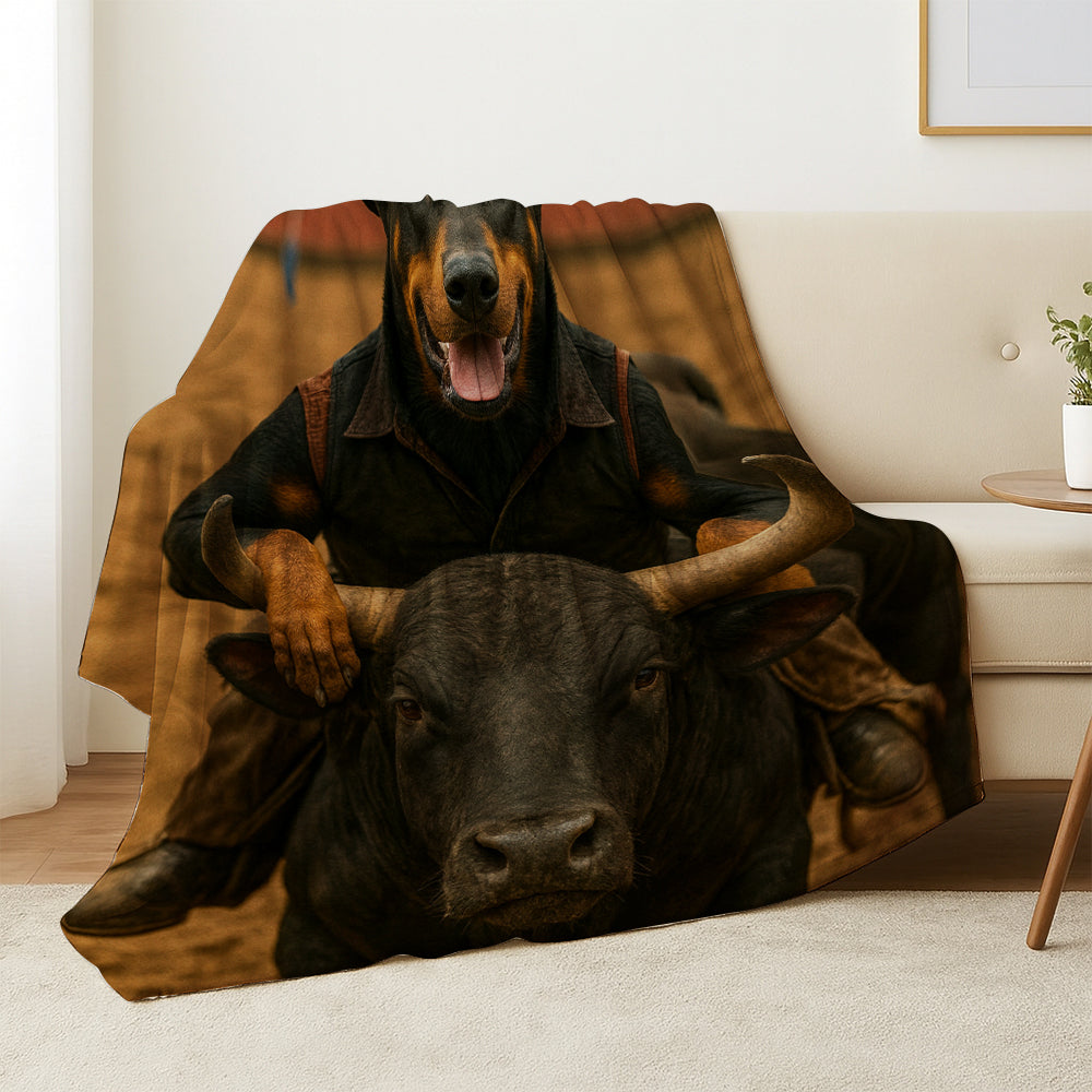 Custom Photo Bull Rider Cowboy Dog BlanketGift For Dog Lovers