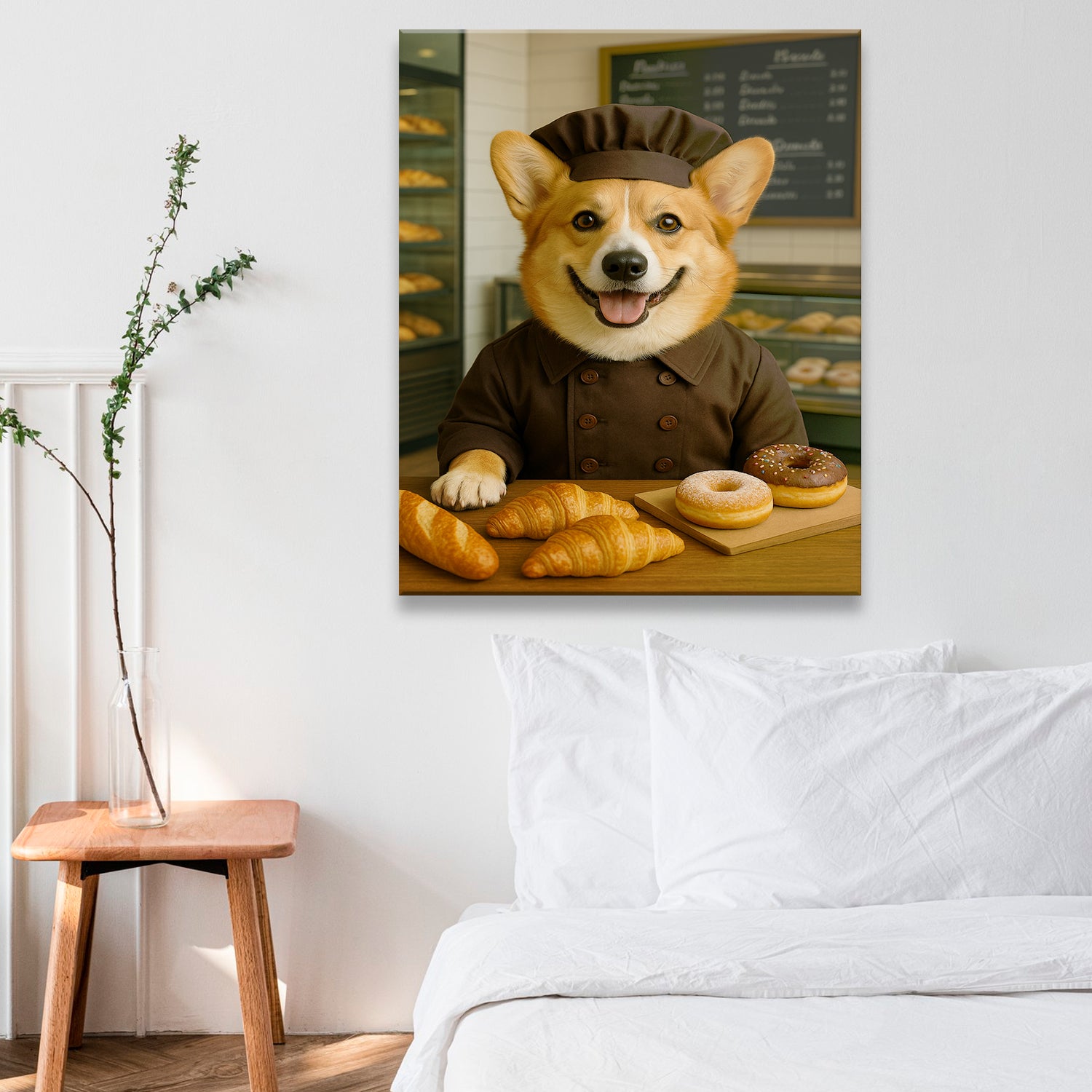 Custom Photo Baker Corgi Dog Canvas Gift For Dog Lovers