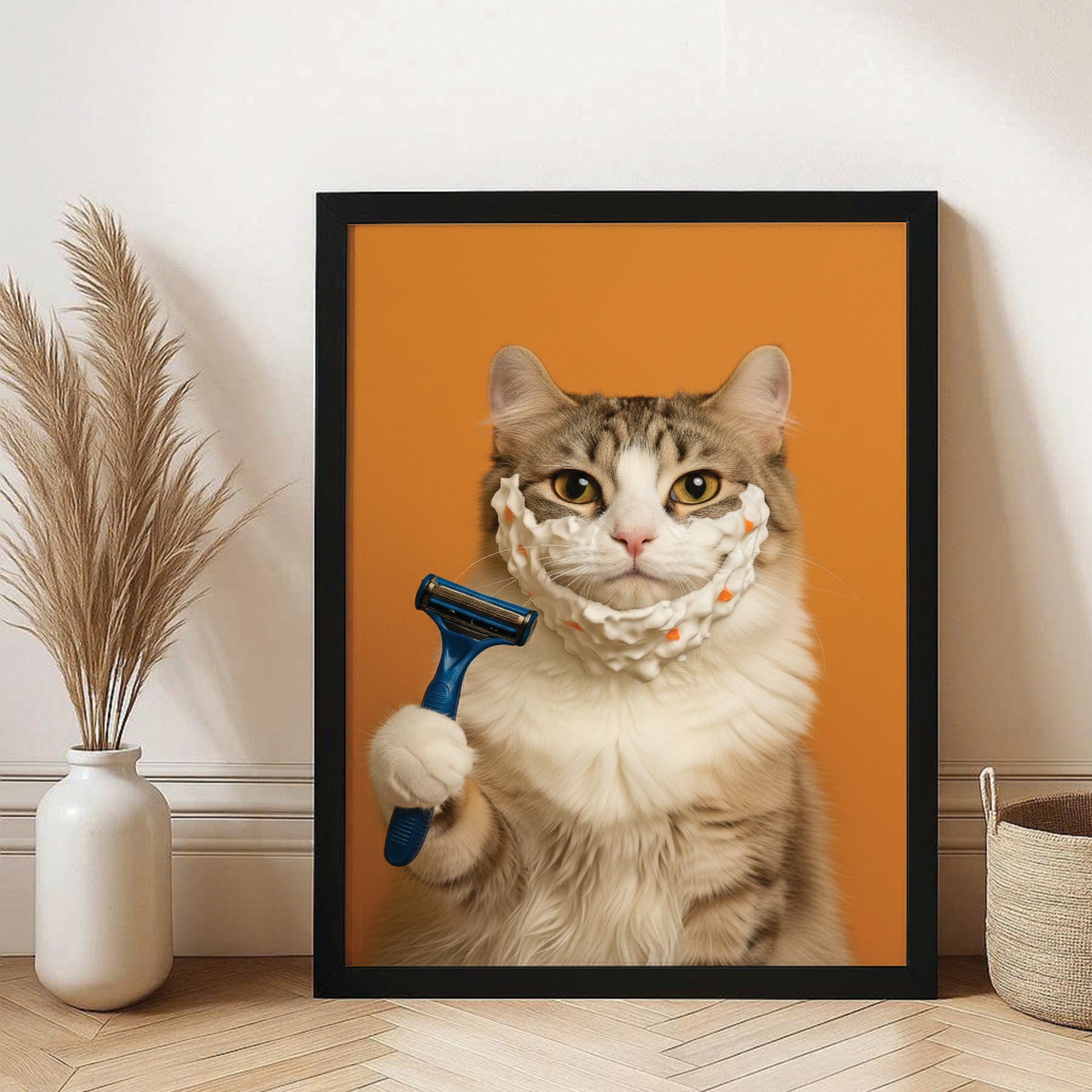 Custom Photo Cat Bathroom Style 36 Canvas Framed Wall Art Gift For Cat Lovers