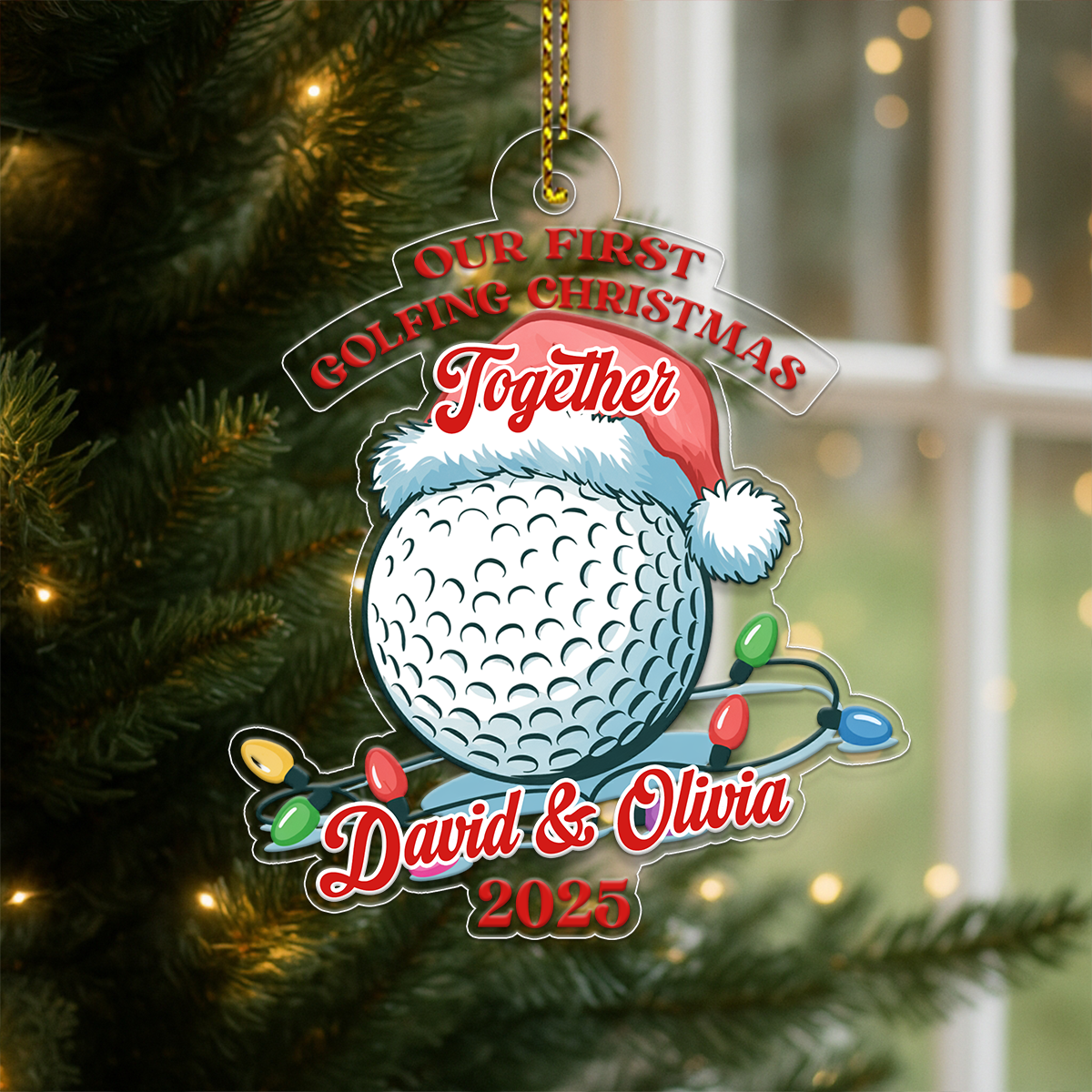 Custom Name Golf Couple Acrylic Ornament Christmas Gift