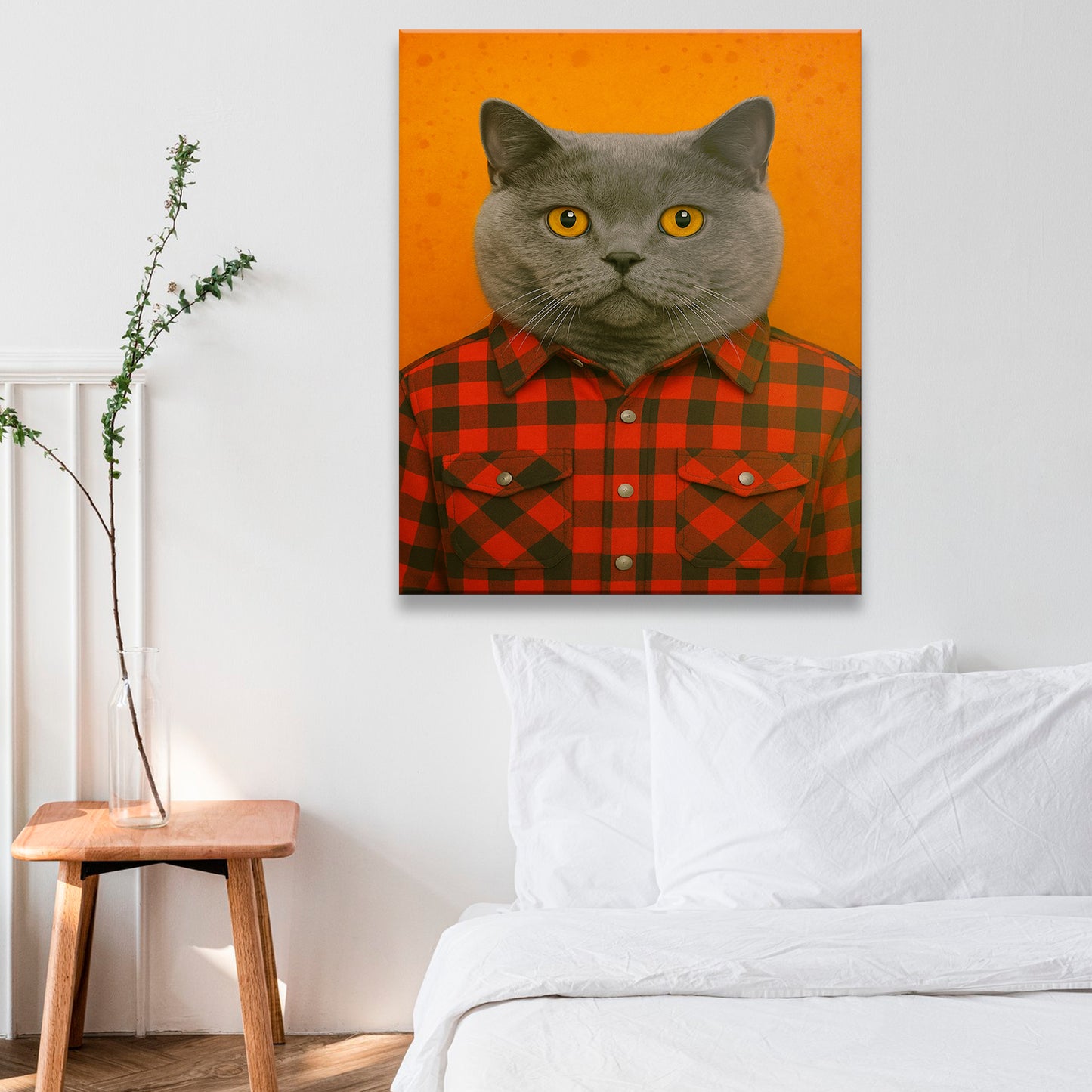 Custom Photo Cat In Red Shirt Canvas Gift For Cat Lovers