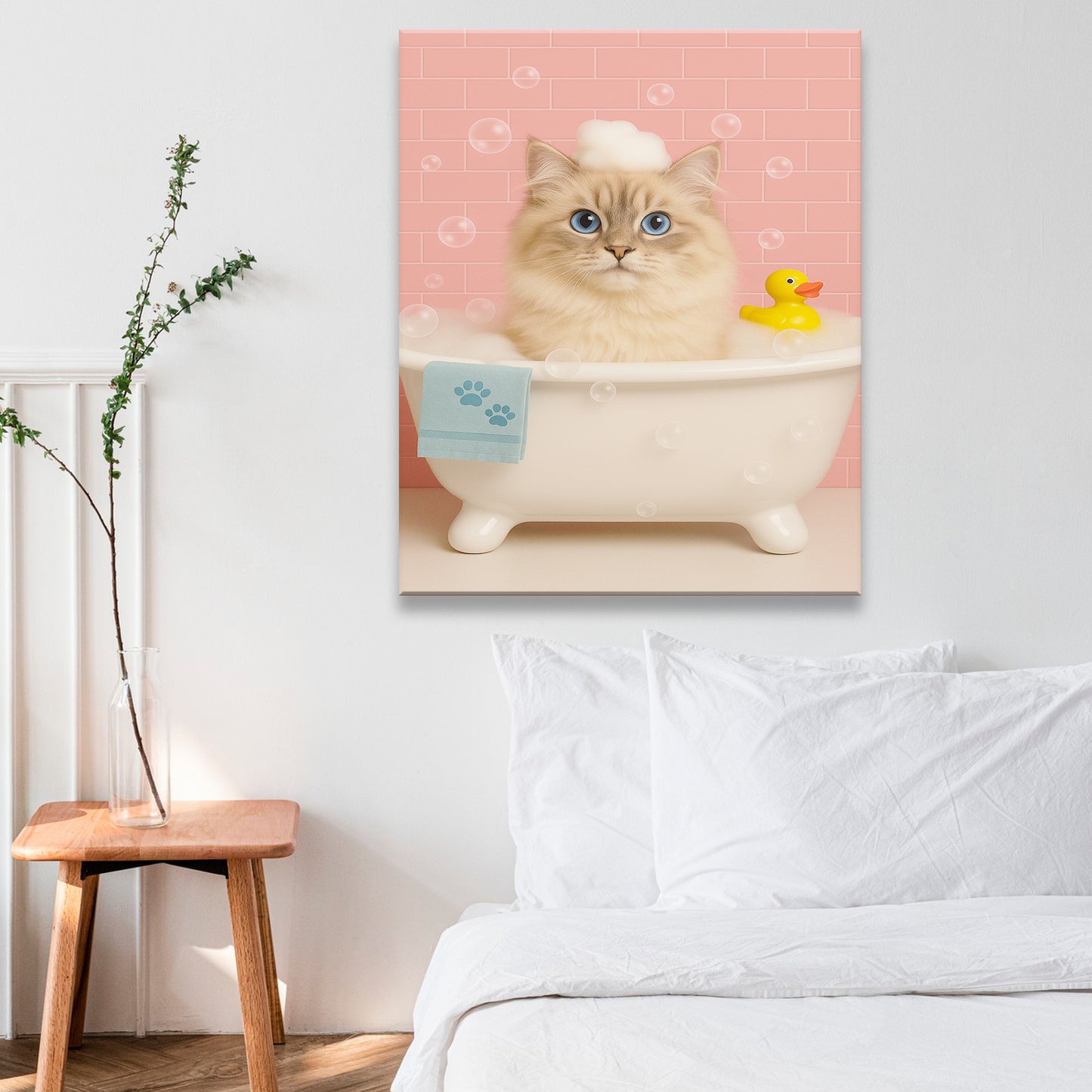 Custom Photo Cat In Bath Canvas Gift For Cat Lovers