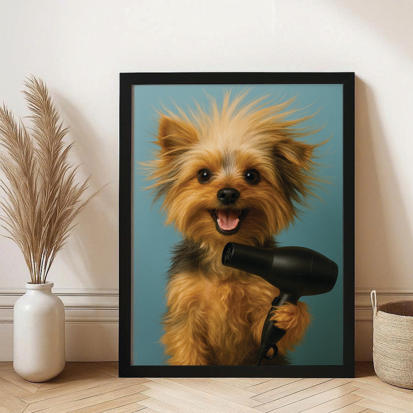Custom Photo Dog Bathroom Style 35 Canvas Framed Wall Art Gift For Dog Lovers
