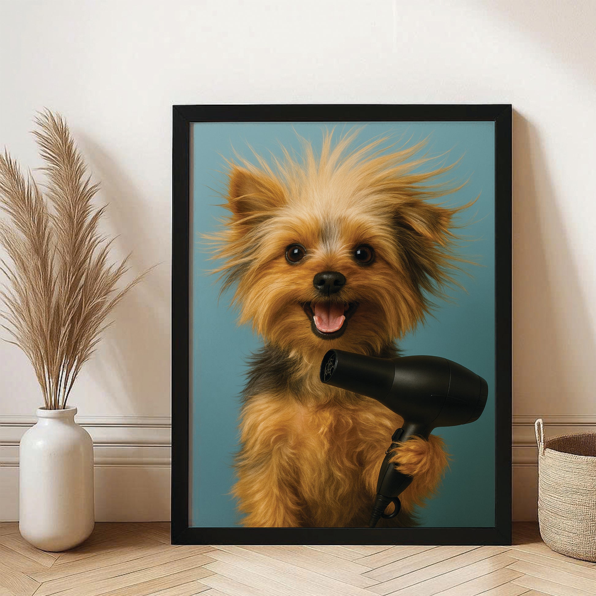 Custom Photo Dog Bathroom Style 35 Canvas Framed Wall Art Gift For Dog Lovers