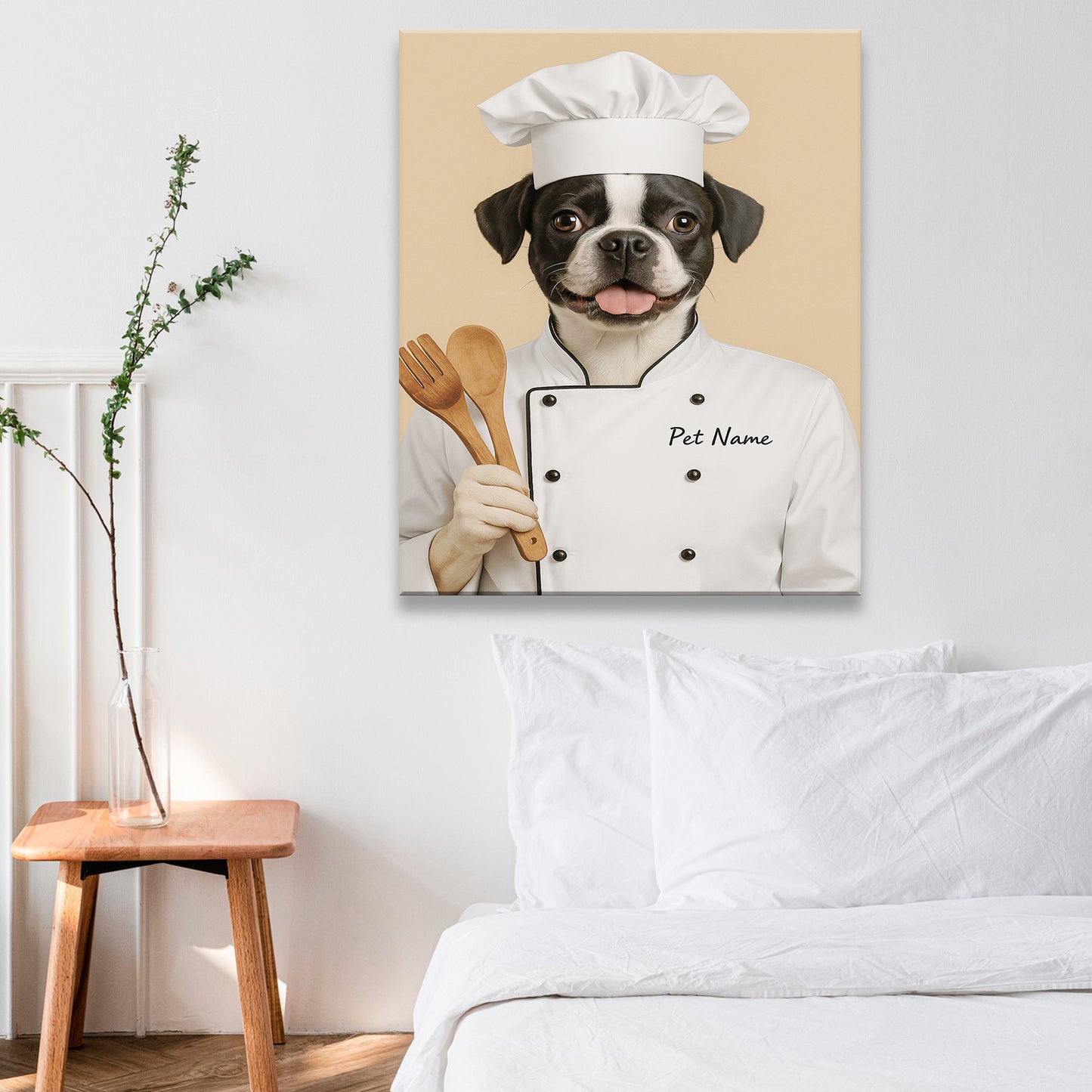 Custom Dog Chef Potrait Canvas Gift For Dog Lovers