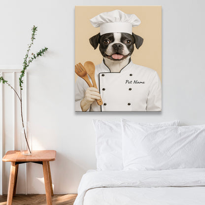 Custom Dog Chef Potrait Canvas Gift For Dog Lovers
