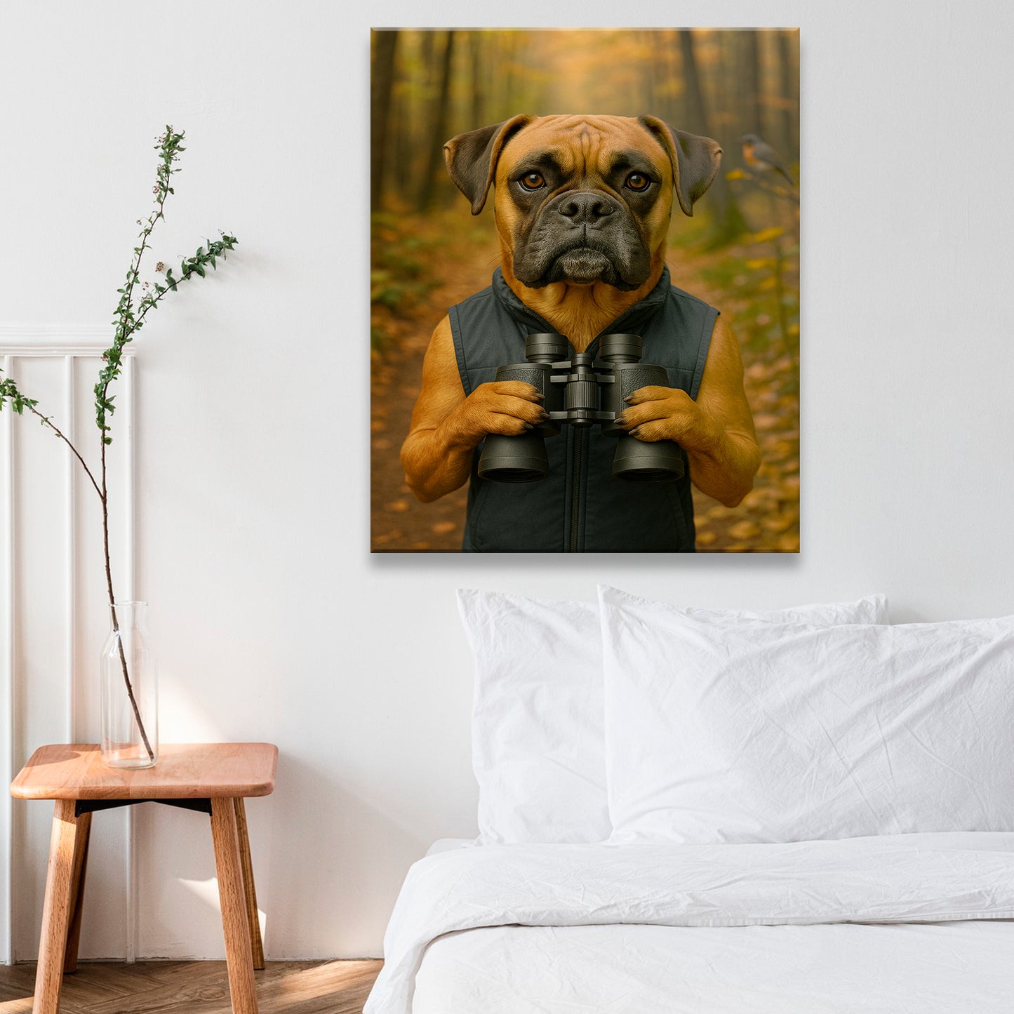 Custom Photo Bird Watching Dog Canvas Gift For Dog Lovers