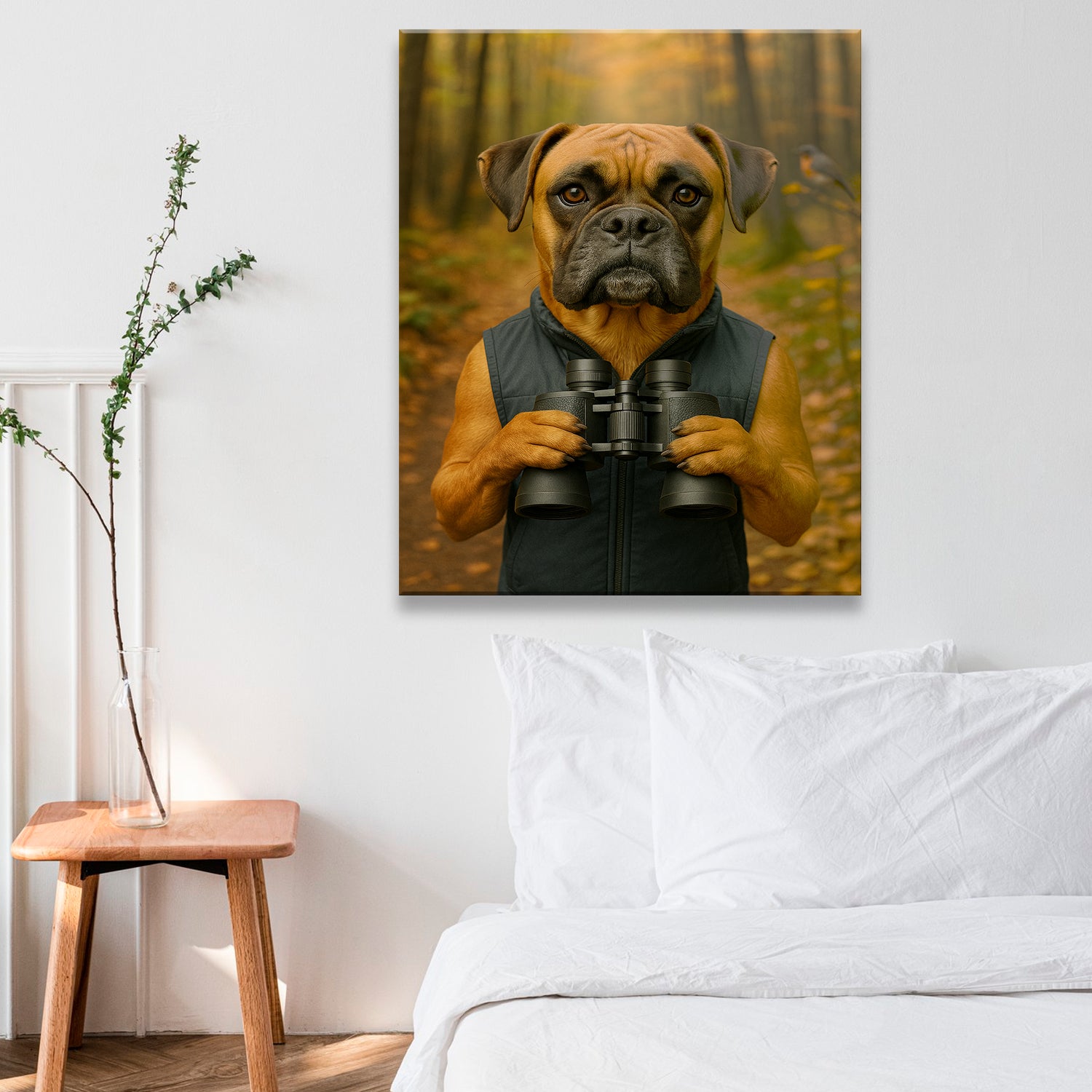 Custom Photo Bird Watching Dog Canvas Gift For Dog Lovers