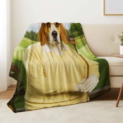 Custom Photo Golfer Dog BlanketGift For Dog Lovers