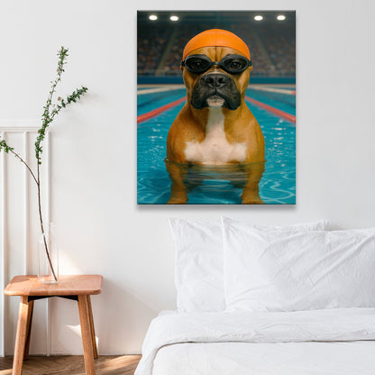 Custom Photo Swimmer  2 Dog Canvas Gift For Dog Lovers