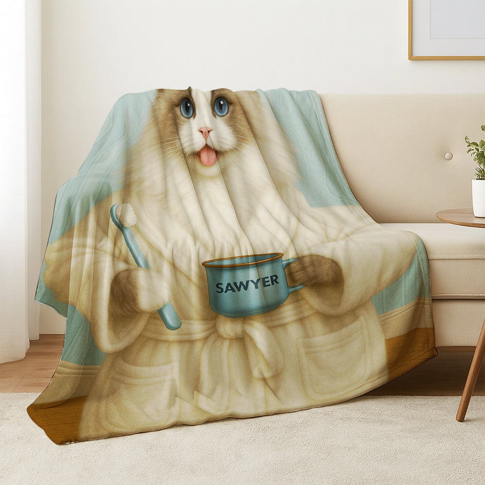 Custom Photo Cat Bathroom Blanket Cat Gifts Lovers