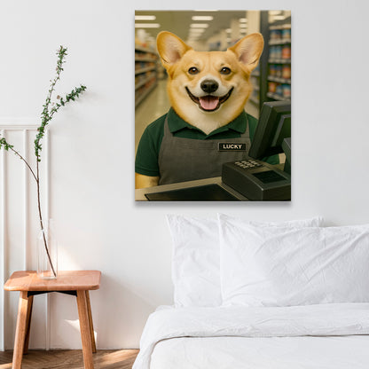 Custom Photo Cashier Dog Canvas Gift For Dog Lovers