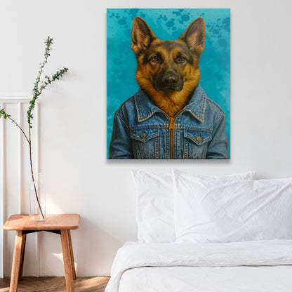Custom Photo Denim Dog Canvas Gift For Dog Lovers