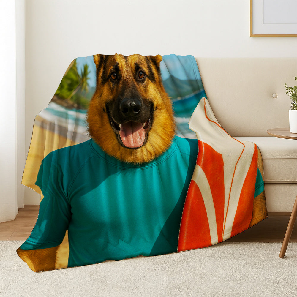 Custom Photo Surfer Beach Dog BlanketGift For Dog Lovers