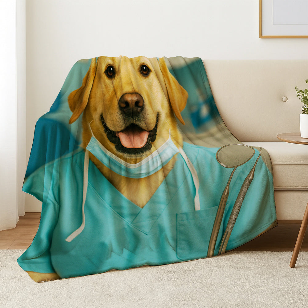 Custom Photo Dentist Dog BlanketGift For Dog Lover