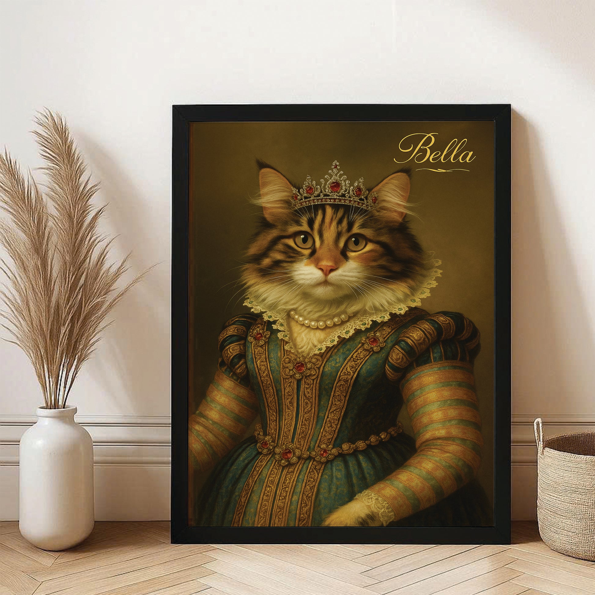 Custom Photo Sapphire Queen Cat Canvas Framed Wall Art Gift For Cat Lovers