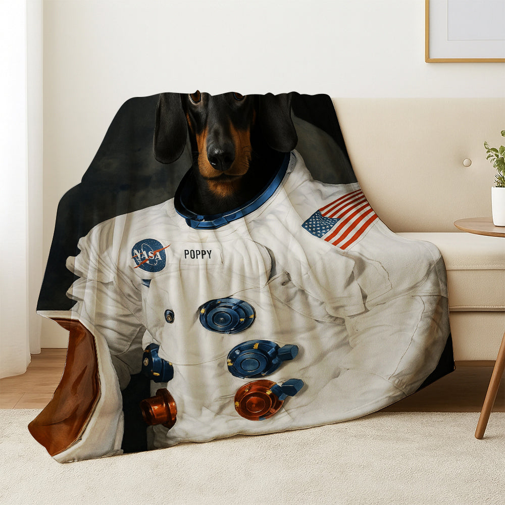 Custom Photo Dog Astronaut Blanket Gift For Dog Lover