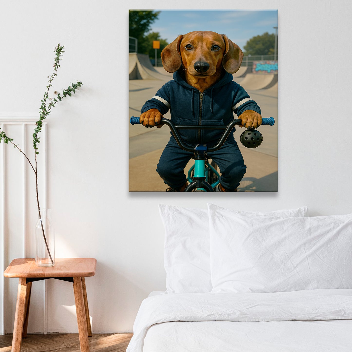 Custom Photo Bmx Bike Dog Canvas Gift For Dog Lovers