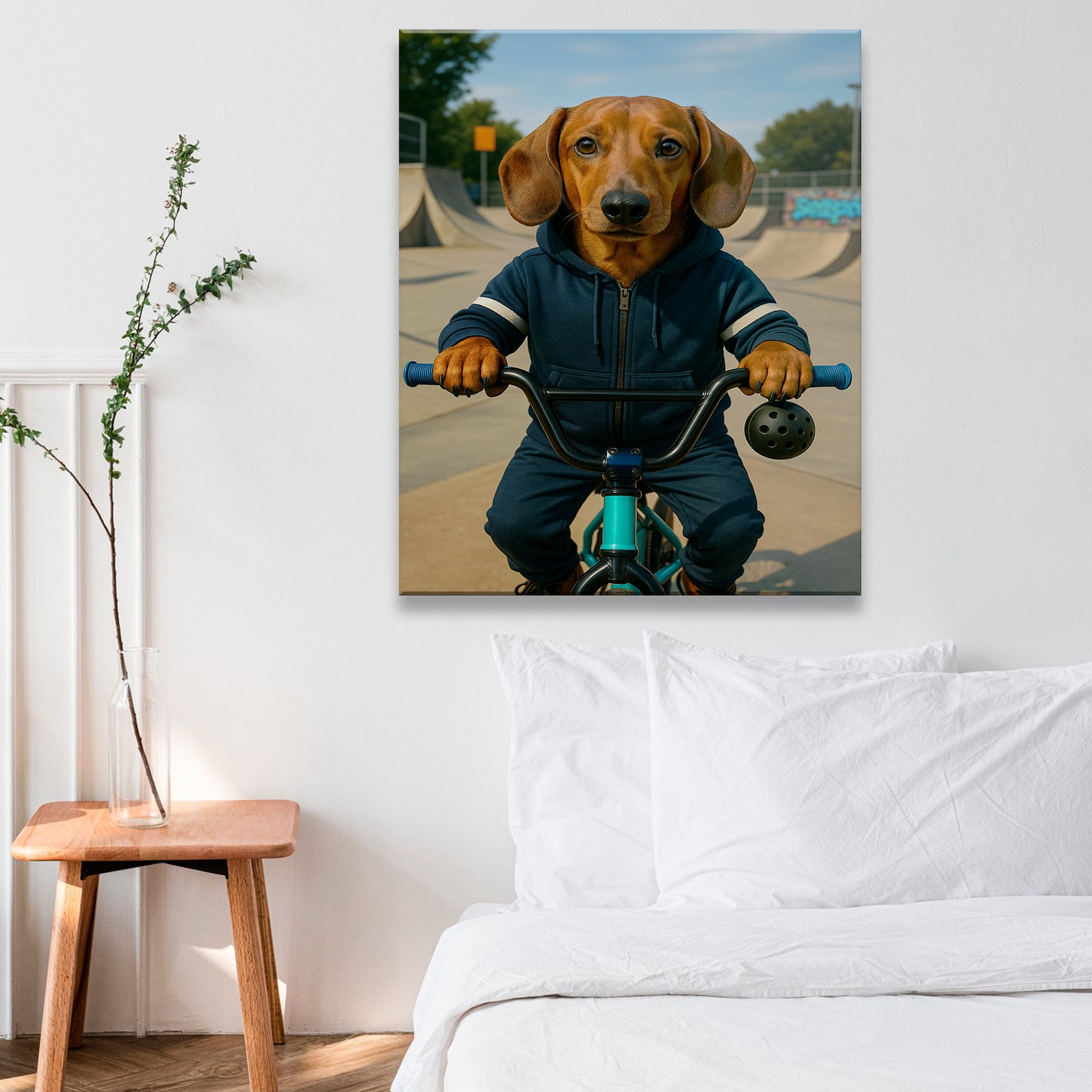 Custom Photo Bmx Bike Dog Canvas Gift For Dog Lovers