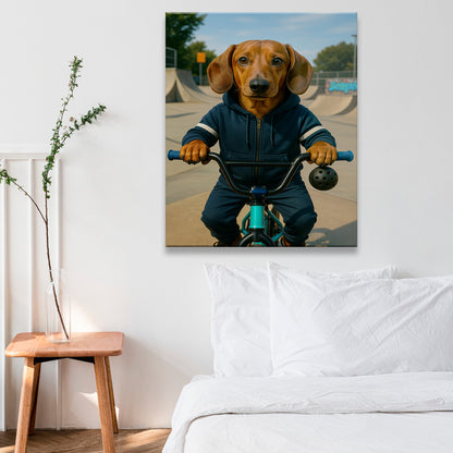 Custom Photo Bmx Bike Dog Canvas Gift For Dog Lovers