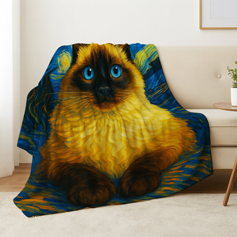 Custom Photo Cat Starry Night Blanket Wall Art