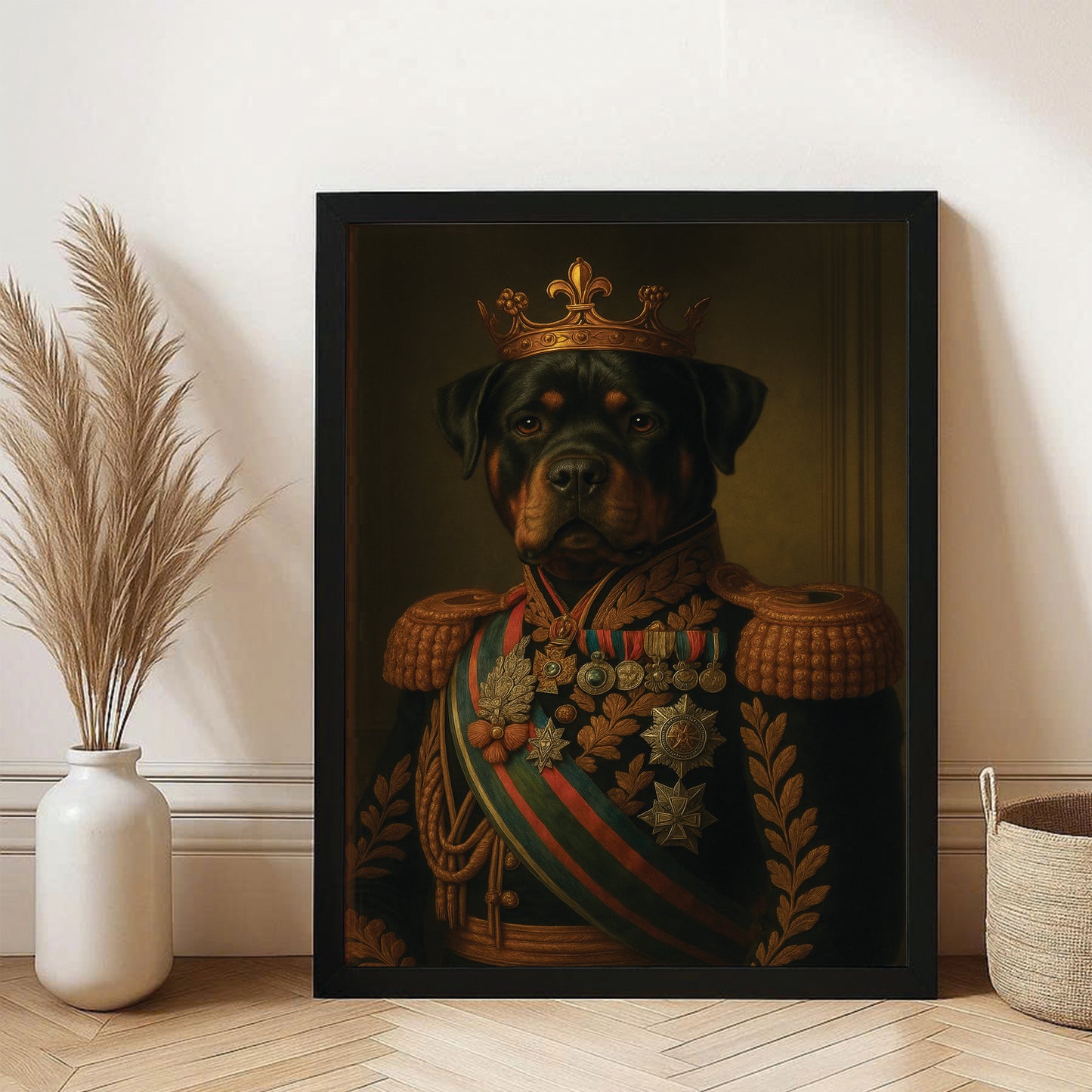 Custom Photo Dog King Crown Royal Canvas Framed Wall Art Framed Wall Art _ Gift For Dog Lovers