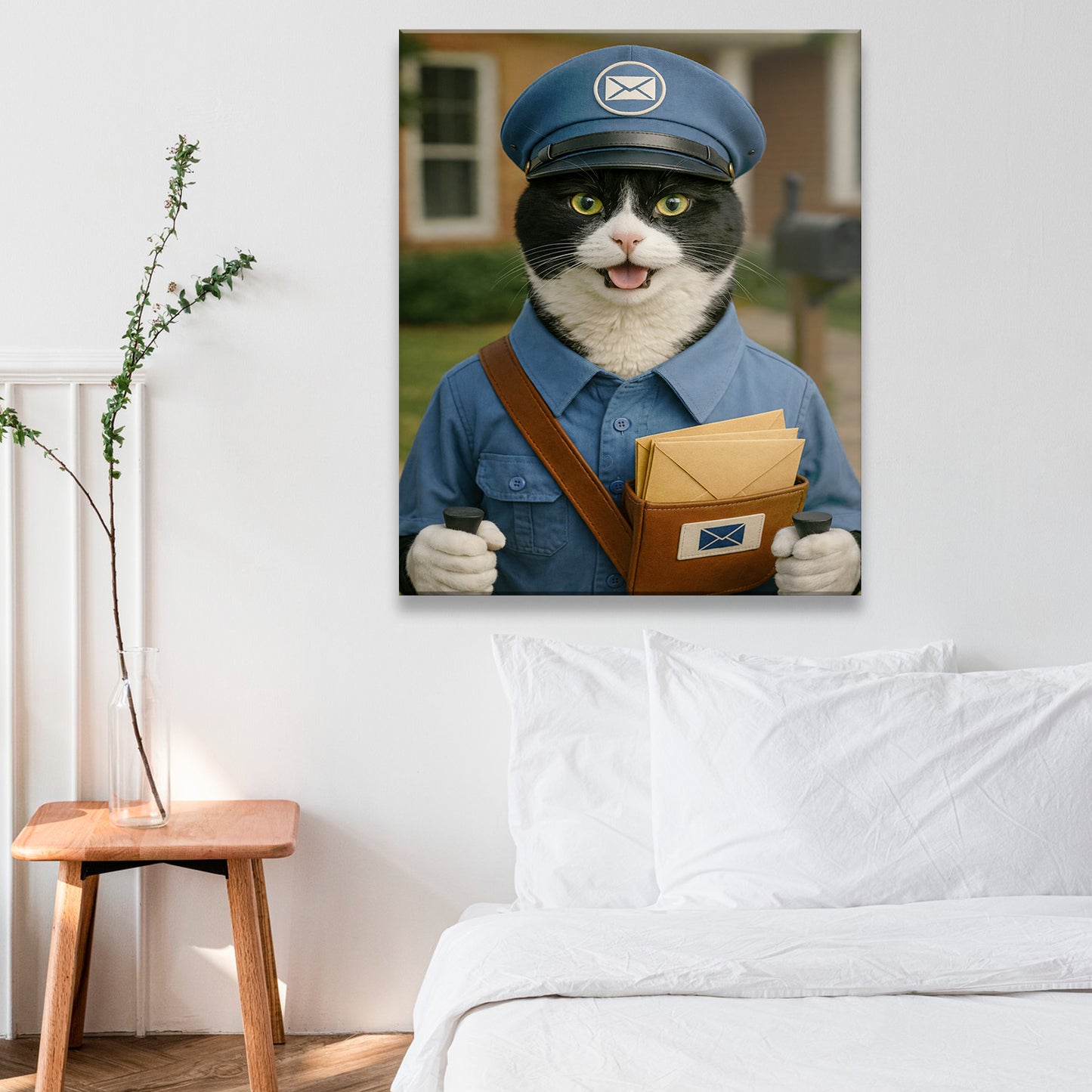 Custom Photo Mail Carrier Cat Canvas Gift For Cat Lovers