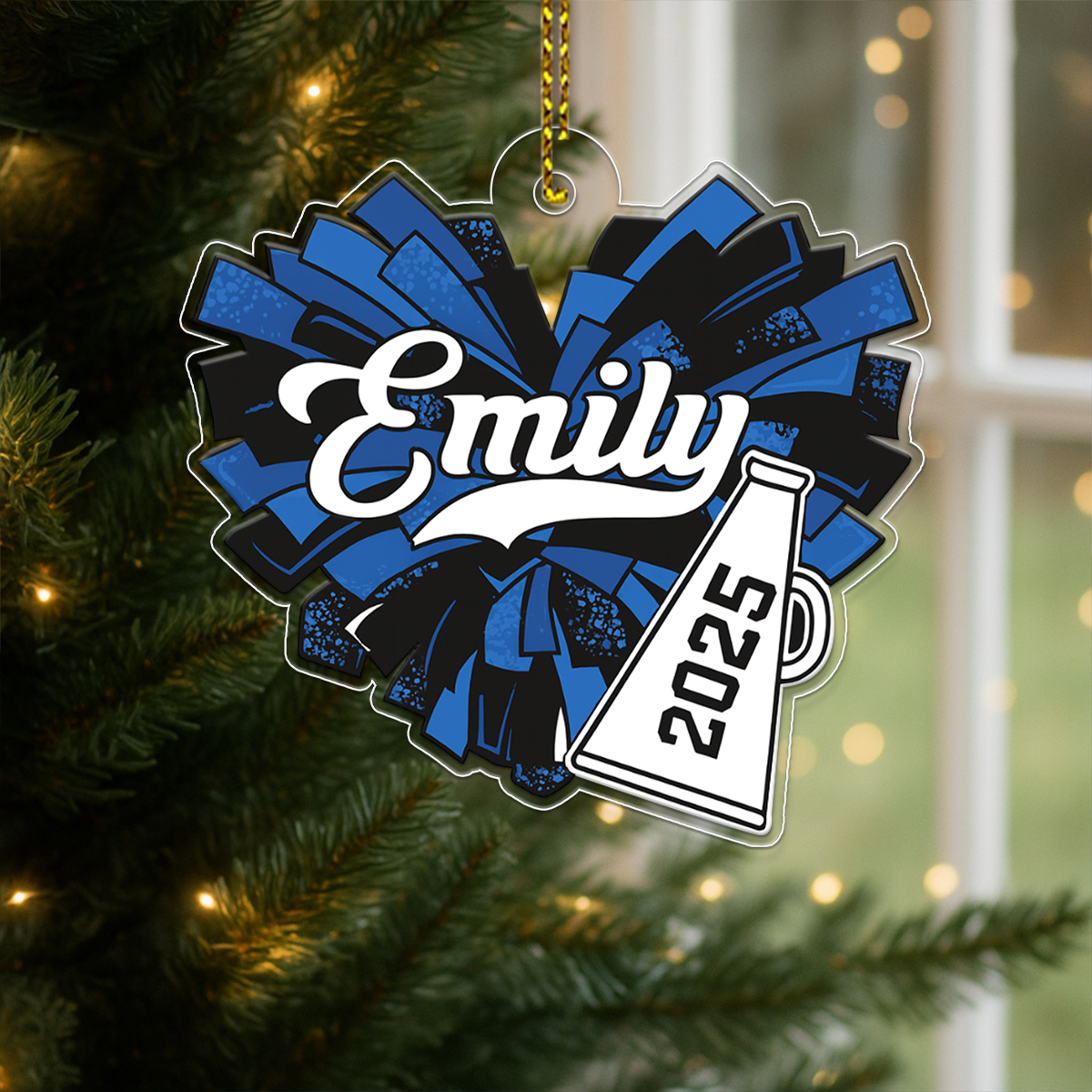 Custom Name Cheerleader Pom Poms Girl Acrylic Ornament Christmas Gift