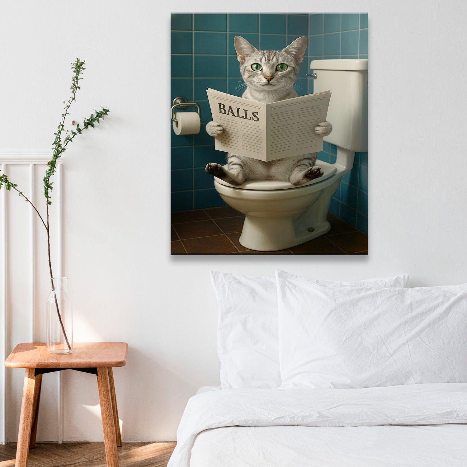 Custom Photo Cat Bathroom Style 7 Canvas Gift For Cat Lovers