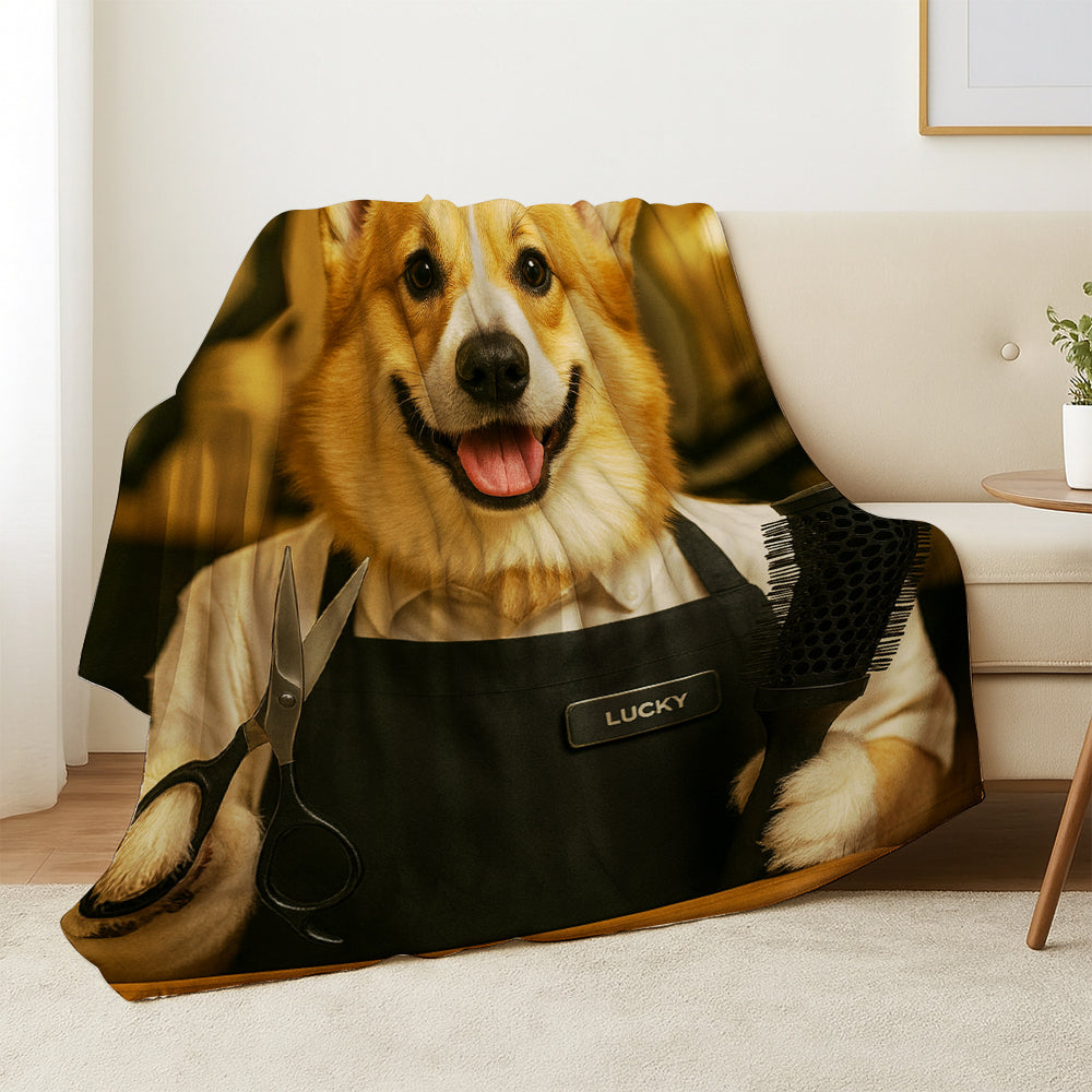 Custom Photo Hair Stylist Dog BlanketGift For Dog Lovers