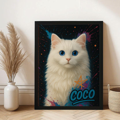 Custom Cat Pet Portrait Contemporary Canvas Framed Wall Art
