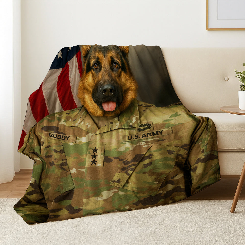 Custom Dog Photo Us Army Blanket For Dog Lover