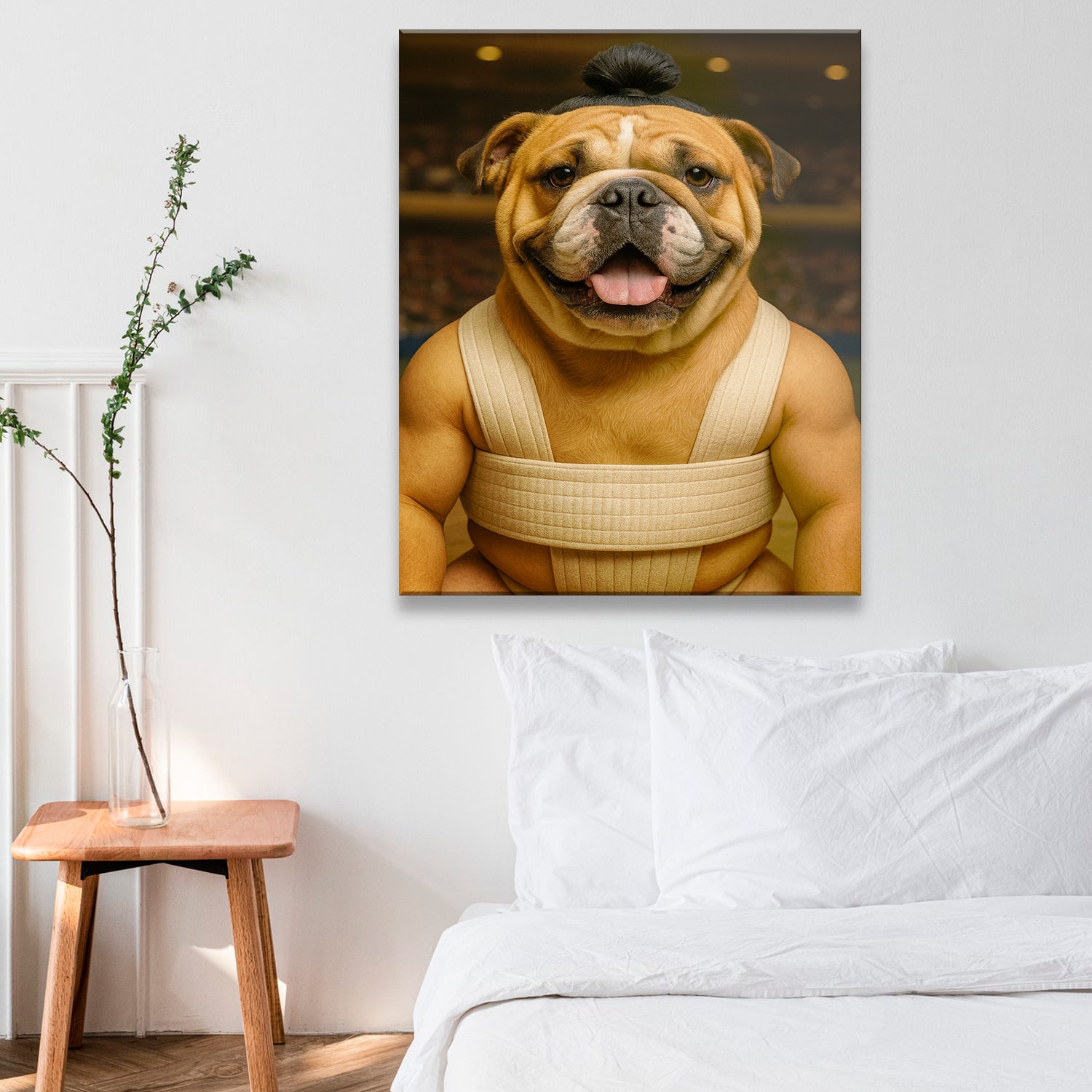 Custom Photo Sumo Dog Canvas Gift For Dog Lovers