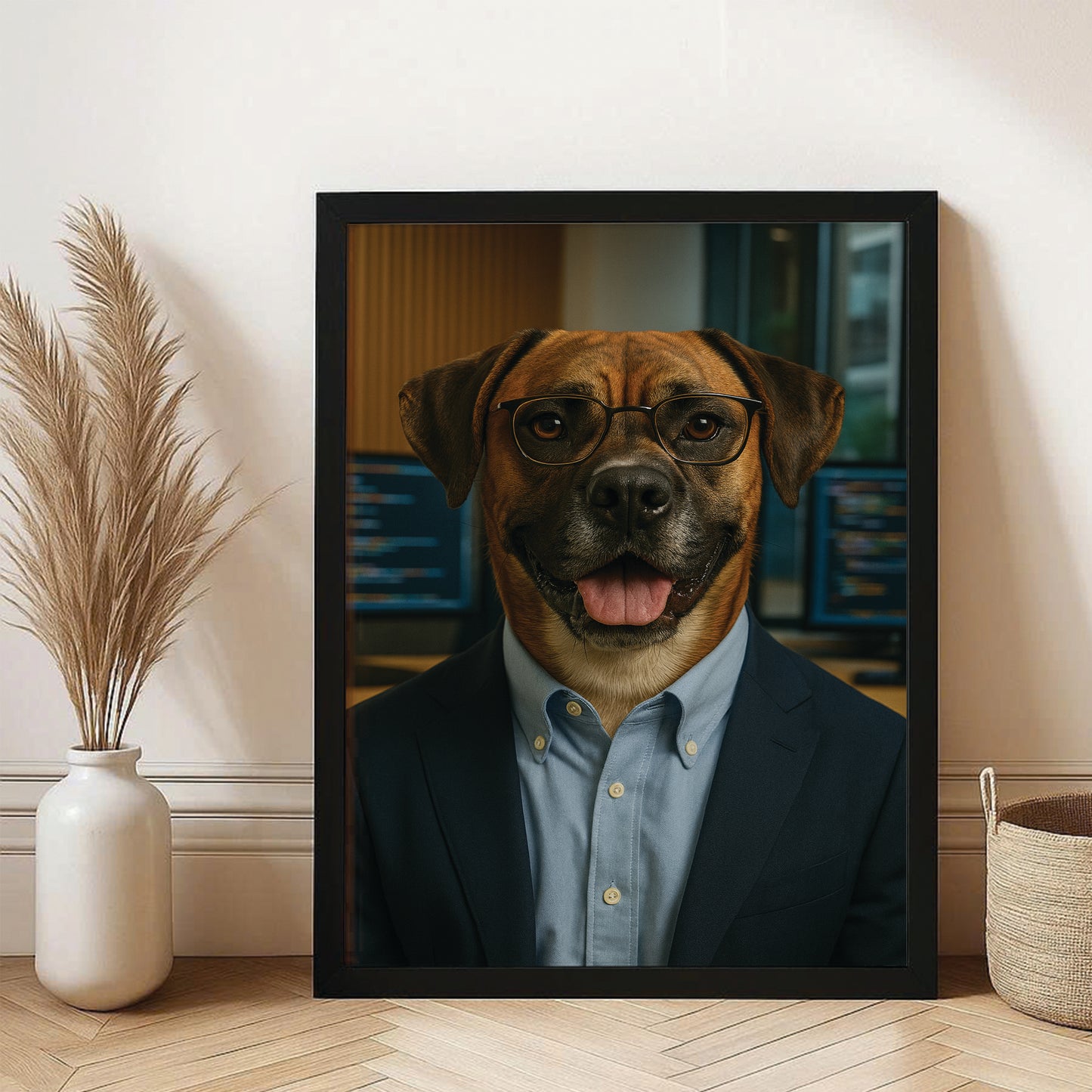 Custom Photo Software Developer Dog Canvas Framed Wall Art Gift For Dog Lovers