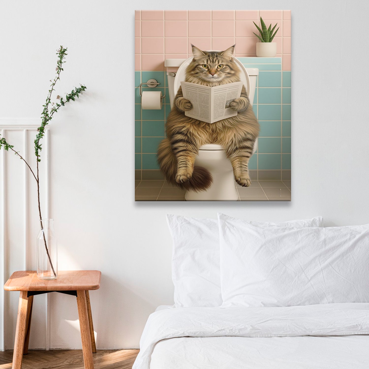 Custom Photo Cat Bathroom Style 8 Canvas Gift For Cat Lovers