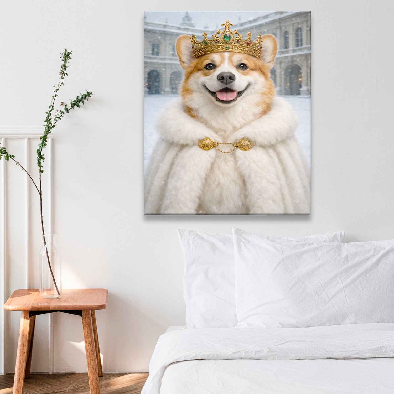 Custom Photo Royal Winter Queen Dog Canvas Gift For Dog Lovers