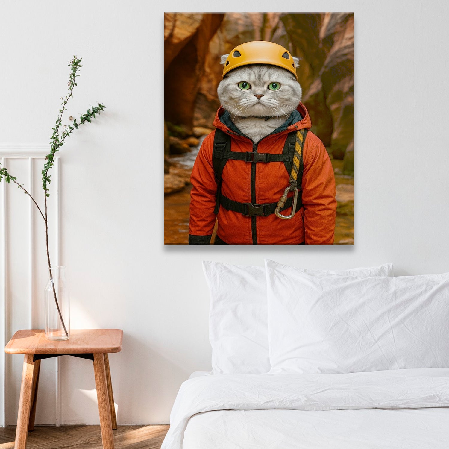 Custom Photo Canyoneering Slot Canyon Adventure Cat Canvas Gift For Cat Lovers
